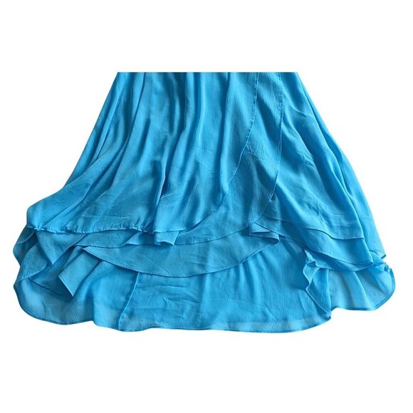 White House Black Market Blue Asymmetrical Halter Sundress - Picture 4 of 10